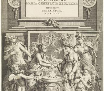 Allegorie op de huwelijksverbintenis tussen Jacob Brandt en Maria Beudeker, Jan Goeree, 1727