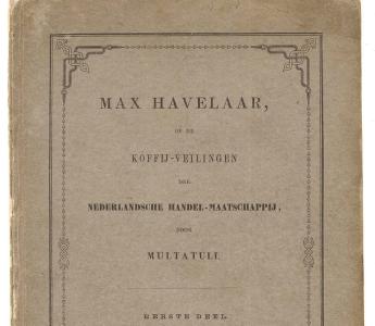 Omslag van de eerste druk van Max Havelaar door Multatuli, Amsterdam: J. de Ruyter 1860