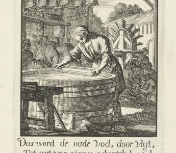 Jan en Casper Luyken, ‘De papiermaker’. In: Het menselyk bedryf. Amsterdam, 1694. 
