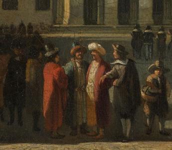 Gerrit Berckheyde, Het stadhuis op de Dam in Amsterdam, 1672 (detail)