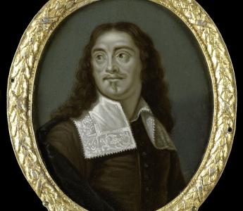 Portret van Willem Ogier, gebaseerd op een ets uit 1682. Onderdeel van het Panpoeticon Batavum.