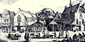 In de Amsterdamse Nes, waar tegenwoordig het Vlaams cultureel centrum De Brakke Grond staat, stond rond 1600 de Margrietkapel. Katholieke kerken werden tijdens de oorlog met Spanje geconfisceerd door de Nederlandse opstandelingen. D'Eglentier huurde de zolder als clubhuis en hing er de vlag uit. Helemaal links staat het geboortehuis van Bredero.  P.C. HooftWarenar. Geld en liefde in de Gouden Eeuw. 2002, p. 10.
