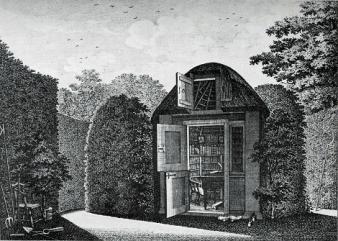 De dames schreven bij voorkeur in het tuinhuisje.