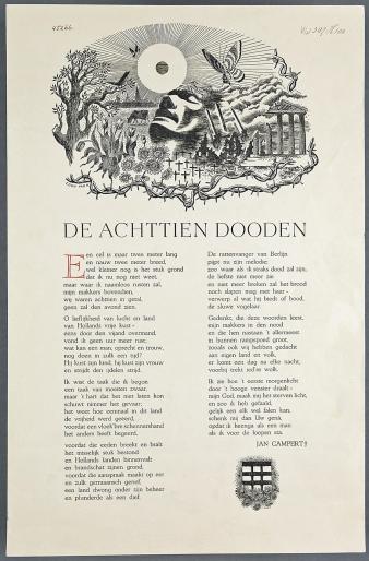 Prent van 'De achttien dooden' van Jan Campert.