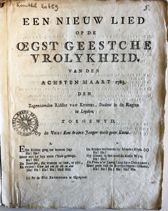 Titelpagina van Een nieuw lied op de Œgstgeestche vrolykheid