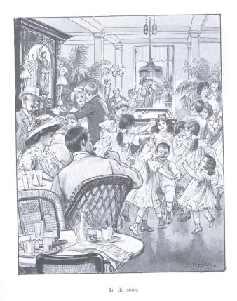 ‘In de soos’, tekening door C. Jetses
