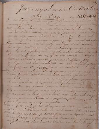 Een pagina uit het originele dagboek van Anna Abrahamsz.  Collectie Scheepvaartmuseum, Amsterdam.