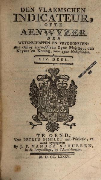 Titelpagina van Den Vlaemschen Indicateur