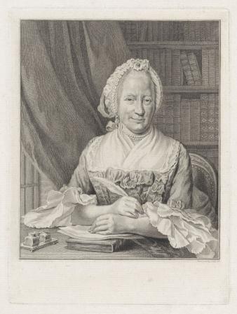 Portret door Reinier Vinkeles uit 1792 van Lucretia Wilhelmina van Merken. Collectie Rijksmuseum Amsterdam.