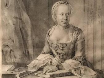 Portret door Willem van Senus uit 1818 van Lucretia Wilhelmina van Merken. Collectie Rijksmuseum Amsterdam.