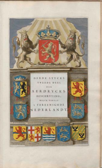 Afbeelding 5 - Titelblad met wapen van de Republiek der Zeven Verenigde Provinciën in de Atlas maior van Joan Blaeu.