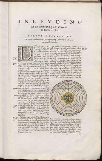 Afbeelding 1 - 'Inleyding tot de beschrijving der Weerelt, en harer deelen' in de Atlas maior van Joan Blaeu.