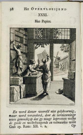 Jan Luyken, ‘Het papier.’ In: Het overvloeijend herte, of Nagelatene verzen van den Godvruchtigen Jan Luyken. Haarlem, 1767.