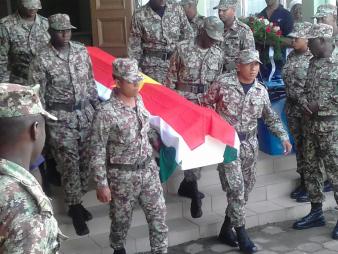 Begrafenis van Michaël Slory met staatseer in Paramaribo, 28 december 2018.