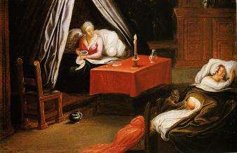 Anonieme schilder, Twee vrouwen in een slaapkamer