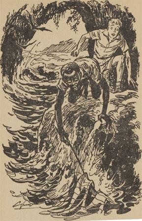 Illustratie van Gerard van Straaten uit de 2e druk (ca. 1959) van Schaduw over ‘Chocamata’.