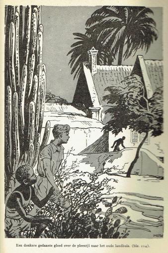 Illustratie uit de 1ste druk (1953) van 'Schaduw over Chocamata’